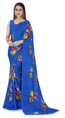 Anand Sarees Floral Print Bollywood Georgette Saree(Blue)