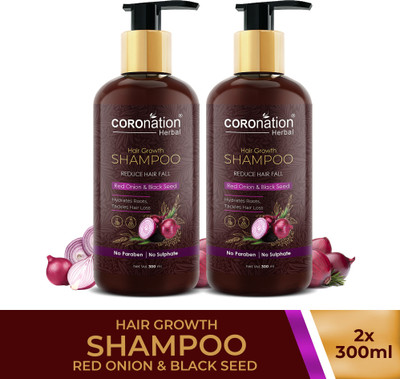 COROnation Herbal Red Onion & Black Seed Hair Growth Shampoo - Pack of 2(600 ml)