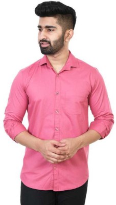 BOUGHT FIRST Men Solid Casual Pink Shirt