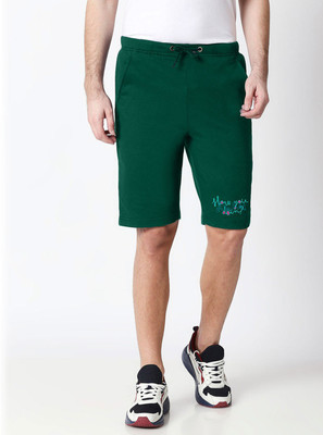 BEWAKOOF Graphic Print Men Green Regular Shorts
