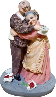 WINSOME COLLECTION Grand Parent Couple Statue Old Romantic Couple Dada Dadi Gift Item Decorative Showpiece  -  21 cm(Polyresin, Brown)