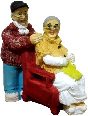 WINSOME COLLECTION Grand Parent Couple Statue Old Romantic Couple Dada Dadi Gift Item Decorative Showpiece  -  15 cm(Polyresin, White)