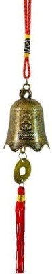 REVASHREE CRAFT WORLD Fengshui One Lucky Coins with Bell Wall Hanging Bell for Luck, Car Decoration Decorative Showpiece  -  30 cm(Brass, Fabric, Brown, Red)