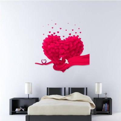 Divine studio 50 cm Wall Decals ' pink love heart ' Wall Stickers (PVC Vinyl,50cm x 49cm )569 Self Adhesive Sticker(Pack of 1)