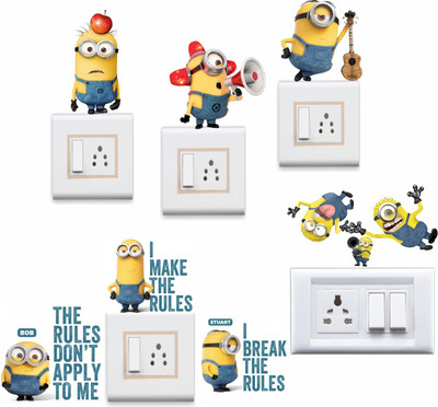 StickerYard 25 cm Funny Minions Self Adhesive Sticker(Pack of 7)