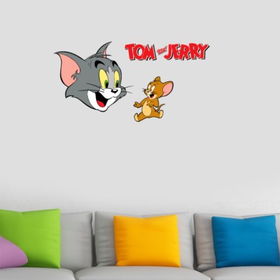 Divine studio 50 cm Wall Decals ' TOM AND JERRY ' Wall Stickers (PVC Vinyl,50cm x 27cm )515 Self Adhesive Sticker(Pack of 1)