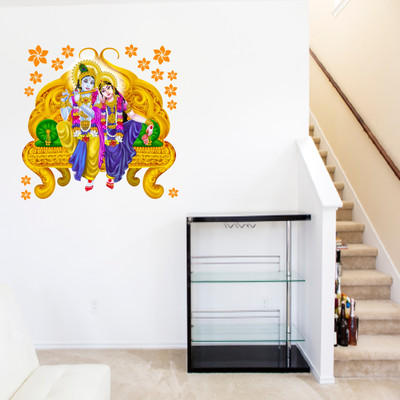wildartcreation 50 cm Wall Decals ' radha krishna ' Wall Stickers (PVC Vinyl,50cm x 50cm )582 Self Adhesive Sticker(Pack of 1)