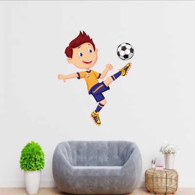 Divine studio 50 cm ' cartoon playing football ' Wall Stickers (PVC Vinyl,50cm x 60cm )521 Self Adhesive Sticker(Pack of 1)