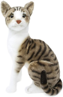 Tickles Soft Stuffed Plush Tabby Cat Animal Toy for Kids Room and Home Decoration  - 30 cm(Grey)