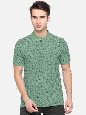 Bullmer Printed Men Polo Neck Green T-Shirt