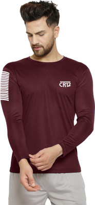 Cruister Sporty Men Round Neck Maroon T-Shirt