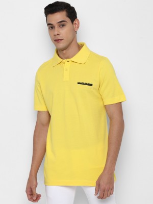 FOREVER 21 Graphic Print Men Polo Neck Yellow T-Shirt