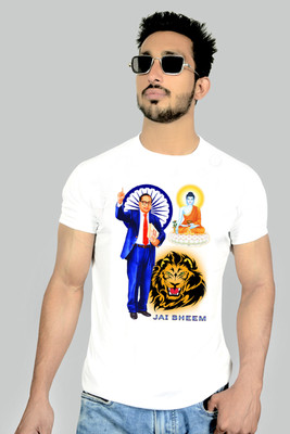 SUBPRINT Colorblock Men Round Neck White T-Shirt