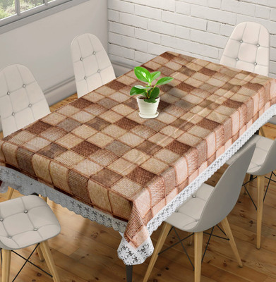 KUBER INDUSTRIES Checkered 6 Seater Table Cover(Brown, PVC)