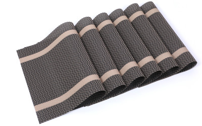 Tabletext Rectangular Pack of 6 Table Placemat(Brown, PVC)