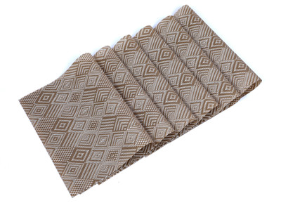 Bhaguji Rectangular Pack of 6 Table Placemat(Gold, PVC)