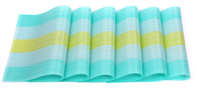 Tabletext Rectangular Pack of 6 Table Placemat(Green, PVC)