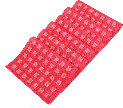 Vrupan Rectangular Pack of 6 Table Placemat(Red, PVC)