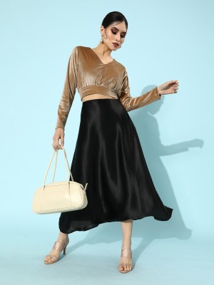 KASSUALLY Casual Solid Women Gold Top