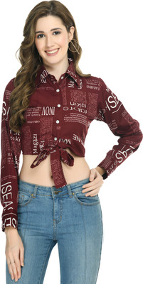 GLADLY Casual Printed Women Brown Top