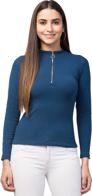 LLL FASHION Casual Solid Women Blue Top