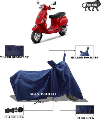SKIN WORLD Two Wheeler Cover for Vespa(Vespa LX 125, Blue)