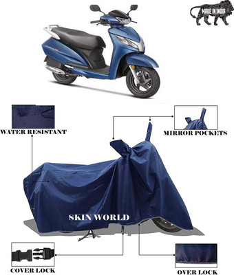 SKIN WORLD Two Wheeler Cover for Honda(Activa 125, Blue)