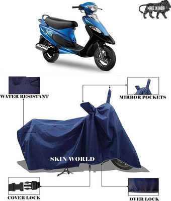 SKIN WORLD Two Wheeler Cover for TVS(Pep Plus, Blue)