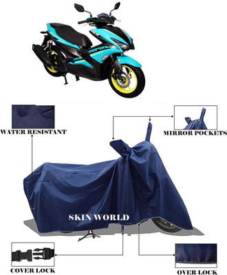 SKIN WORLD Two Wheeler Cover for Yamaha(Aerox 155 Maxi, Blue)