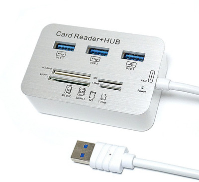 BhalTech 7 in 1 USB 3.0 3.1 and 3 Ports 7 in 1 USB 3.0 3.1 and 3 Ports USB Hub Combo MS/ M2/ SD/TF Card Reader Adapters USB Hub(Silver)