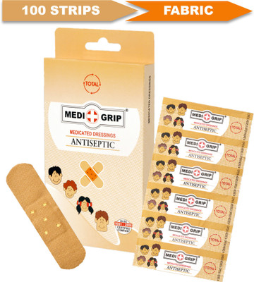 Medigrip Total Band Aid Fabric (Pack of 100) Adhesive Band Aid(Set of 1)