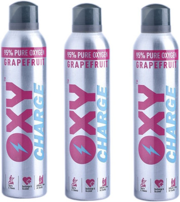 Oxycharge All-Natural Oxygen For Health, Wellness And Recovery - Grape Fruit - Pack Of 3 Portable Oxygen Can