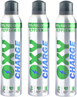 Oxycharge All-Natural Oxygen For Health, Wellness And Recovery - Peppermint - Pack Of 3 Portable Oxygen Can