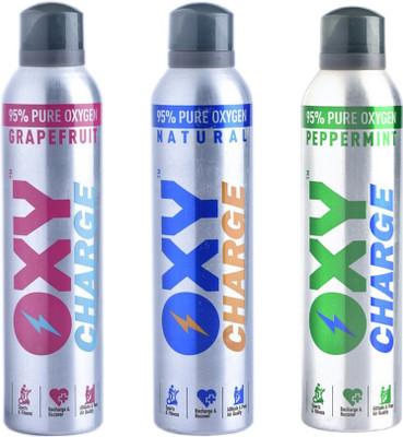 Oxycharge All-Natural Oxygen For Health, Wellness And Recovery - Combo - Pack Of 3 Portable Oxygen Can