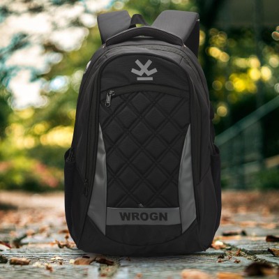 WROGN Casual Hustle 5.0 Padding with rain cover 38 L Laptop Backpack(Black, Grey)