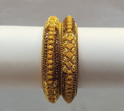 Rudra Brass Diamond, Zircon Gold-plated Bangle(Pack of 2)