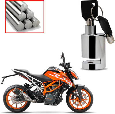 DAZZRIDE Lock for Bike and Motorcycle (Chrome)_Disk_Round_Lock_For KTM DUKE 390 Disc Lock(Silver)