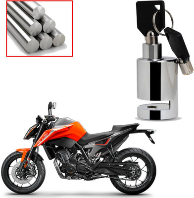 DAZZRIDE Heavy Duty Disc Brake Lock Anti Theft Stainless Steel 7mm Pin Wheel Lock Lock for Bike and Motorcycle (Chrome) Disk Round Lock For KTM Duke 790 Disc Lock(Silver)