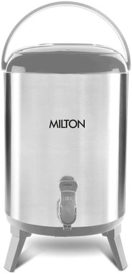 MILTON Stellar Vaccum Insulated Stainless Steel Hot & Cold Water Jug, Silver 10000 ml Flask(Pack of 1, Silver, Steel)