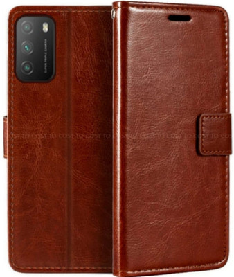 COST TO COST Flip Cover for Poco M3 Brown Flip Cover, Poco M3 M2010J19CG, M2010J19CI(Brown, Black, Dual Protection, Pack of: 1)