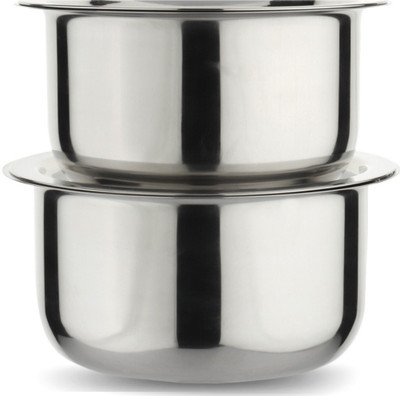 LIMETRO STEEL 2 Pieces Gas and Induction Compitable Cookware Set with Lid / Tope Set with Lid/ Induction Bottom Cookware Set(Stainless Steel, 2 - Piece)