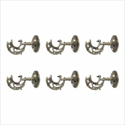 GLOXY Gold Rod Rail Bracket, Curtain Knobs, Curtain Hooks, Curtain Rods Metal(Pack of 6)