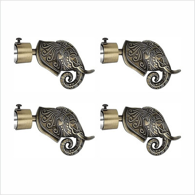 GLOXY Gold Rod Rail Bracket, Curtain Knobs, Curtain Hooks, Curtain Rods Metal(Pack of 4)