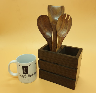crafthub Empty Cutlery Holder Case(BROWN  Holds 12 Pieces)