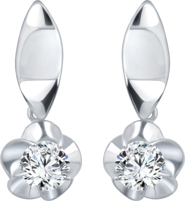 Vivaana Vighnaharta White Lily Flower Solitaire CZ Rhodium Plated earring for Girls Cubic Zirconia Alloy Drops & Danglers