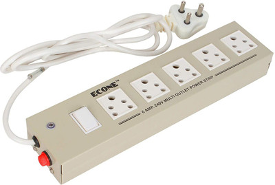 Adiohub Metal Body 5 Socket 1 Switch 10 AMP & 6 AMP Multi Plug Extension board 5  Socket Extension Boards(White, 4.4 m)