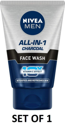 NIVEA ALL-IN-1 CHARCOL FACE WASH FOR MEN 100ML PACK*1 Face Wash(100 g)