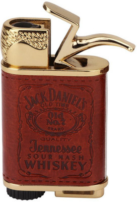 Elven j&D01 Jake and Daniel Jet Flame Refillable Lighter - Stylish and Durable Accessory Pocket Lighter(Brown and gold)