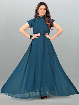 Vastani Enterprise Flared/A-line Gown(Blue)
