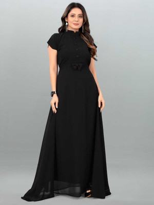 Femvy Flared/A-line Gown(Black)